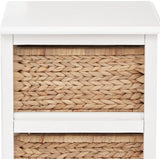 OSP Home Furnishings Seabrook Storage Tower with Solid Wood Frame and Natural Baskets, 2-Tier, 4-Drawer, White Finish OSP Home Furnishings