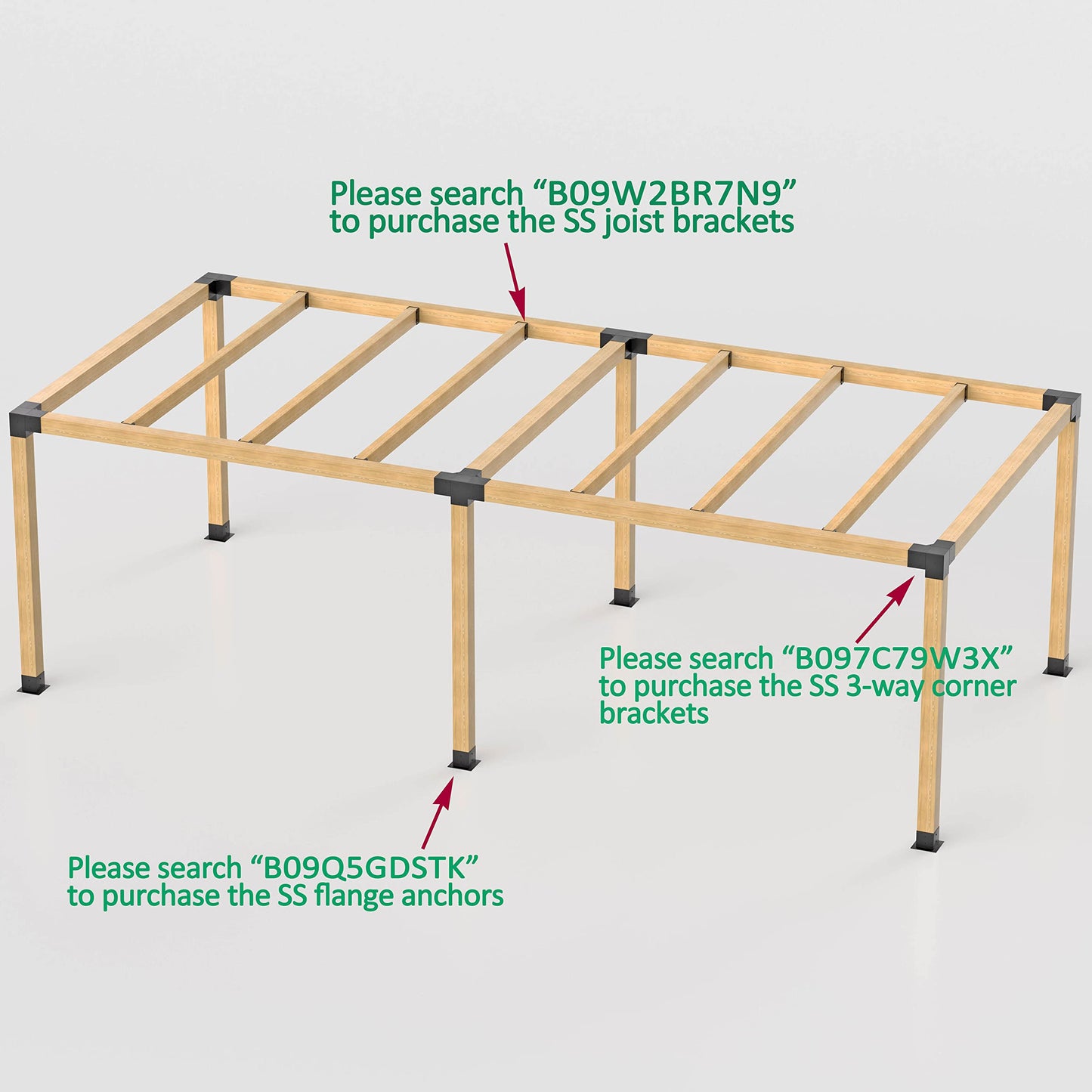 Antsky 2 Pack Stainless Steel 4-Way Right Angle Corner Bracket with Screws for 4×4(Actual Size: 3.5×3.5inch) Wood Beams, Pergola/Gazebo Kit