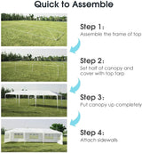 Tangkula 10x30 Ft Canopy Tent, Heavy Duty Party Tent with 5 Removable Sidewalls, Wind Ropes, Ground Stakes, Outdoor White Wedding Tents for Parties, Events, Backyard Tangkula