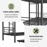 HomJoones Metal Bunk Bed with Trundle,Twin Over Twin Bunk Bed Frame with Ladder and Safety Rails for Triple Metal Bunk Can be Divided into Two beds (Black) HomJoones