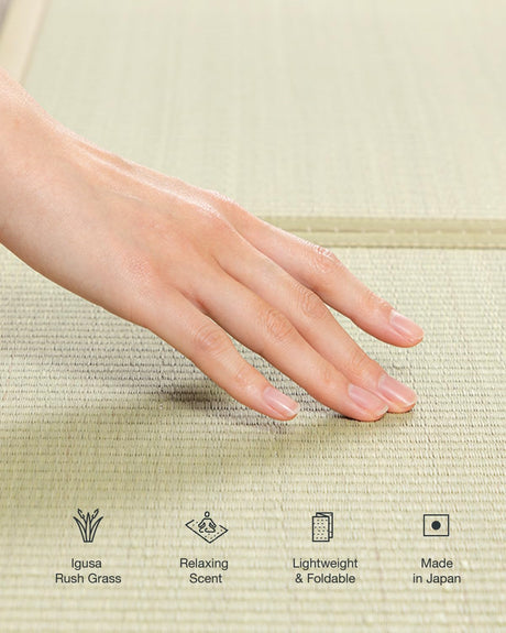 FULI Japanese Tatami Mattress, Tatami Rug, Igusa Mat (Japanese Rush Grass) Folds in Three, Made in Japan (Natural, Twin XL) FULI