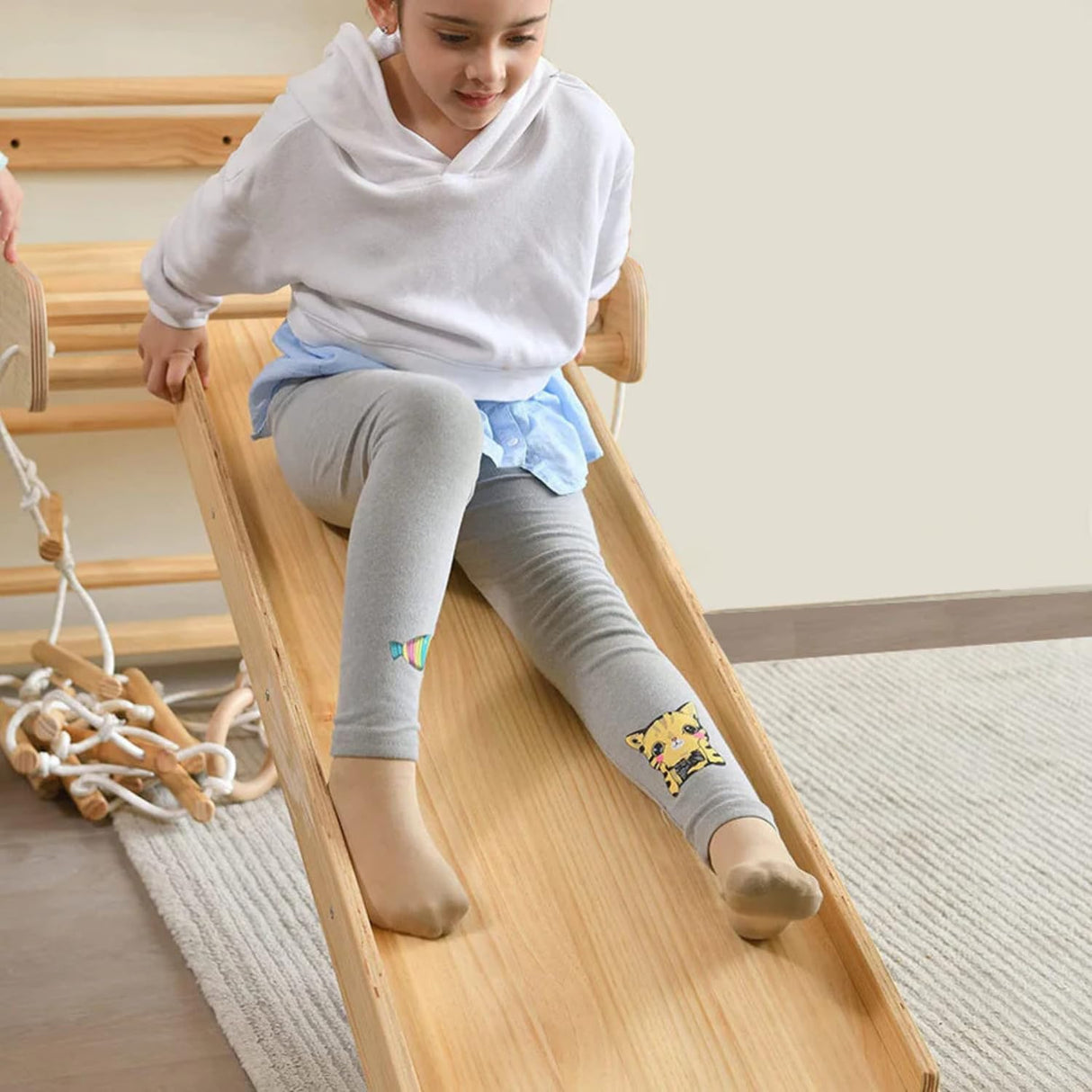 Avenlur Betula Swedish Ladder Wall Gym - Indoor Playset and Gym in One - with Swedish Ladder Swing, Rope Ladder, Adult Pull-Up Bar, and Indoor Slide - Indoor Gym for Kids and Adult - Jungle Gym Avenlur