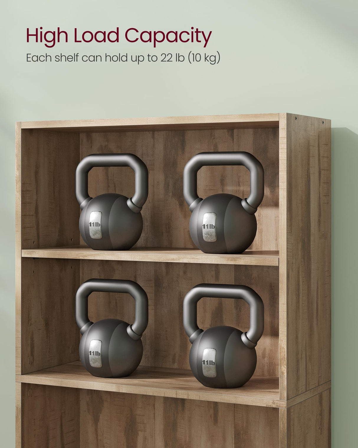 VASAGLE 5-Tier Adjustable Bookshelf in Camel Brown - 23.6 Inches Wide Floor Standing Unit VASAGLE