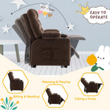 SNUGWAY Donut Larger Kids Reclining Chair Velvet Fabric Recliner Sofa Push Back Children Ages 3-12 with Dual Cup Holders and 4 Pockets SNUGWAY