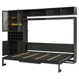 Merax Queen Size Murphy Bed Wall Bed with Sofa, Shelves, USB & Light - Space Saving Foldable Bed for Small Apartments, Grey Merax