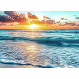 Diamond Painting Art, 30x40cm Ocean Sunset Seascape Silhouette, Round Drill DIY Craft for Adults, Calming Beach Wall Decor Amz Camel