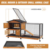 Rabbit Hutch Bunny Cage Strong Iron Frame Rabbit Cage Indoor and Outdoor Chicken Coop with Casters Waterproof Roof, Great for Rabbit,Bunny,Guinea Pig,Chickens. GUTINNEEN
