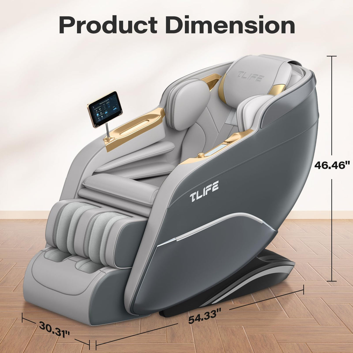 TLIFE Massage Chair Full Body, 160°Zero Gravity Recliner with Body Scan, 50" SL-Track Shiatsu Massage Chair, Fixed Point Massage, Foot Rollers, 12 Auto Modes, Deep Yoga Stretch, Heating, Grey TLIFE