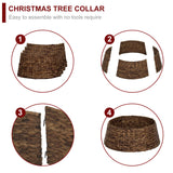 Christmas Tree Collar, 23.5’’ D Handmade Water Hyacinth Christmas Stand Tree Collar Basket Base Cover for Holiday Decoration BAYN