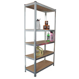 Panana 5 Tier Racking Shelf Garage Shelving Storage Shelves Unit 1.8M/1.5M Workshop/Commercial/Industrial/Kitchen (Silver, 180X90X40CM) Panana