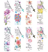 HTTDMY 8PCS Bible Verse Diamond Painting Art Bookmarks,Cute Acrylic Bookmarks Crafts Kits with Cross Pendants for Adult Women Book Lovers (Flower) HTTDMY