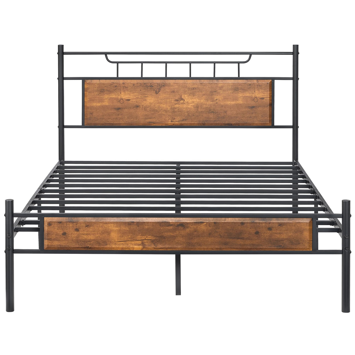 VECELO Full Size Platform Bed Frame with Wood Headboard/Mattress Foundation/Premium Steel Slats Support/No Box Spring Needed,Brown(Crown) VECELO