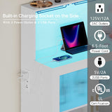 Wine Bar Cabinet with LED Light,with Wine and Glass Rack, Modern Kitchen Coffee Bar Cabinet with Storage, Buffet Sideboard with Drawers(White, Large) amzzar