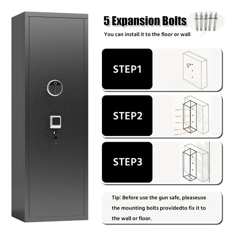 Gun Safe for Rifles and Pistols, 10-15 Large Gun Cabinet Gun Safes for Home Adjustable Rack and Biometric Fingerprint Locking Cabinet, Fireproof, No Assembly Required (11.81"D x 13.78"W x 57.09"H) Notmise