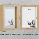 MUYE 5x7 Floating Frame Set of 2,Double Glass Rustic Photo Frame for Wall Hanging or Tabletop Standing,Also Display 4x6 or 3x5 Photo for Floating Effect,Natural MUYE