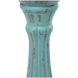 Deco 79 Wooden Decorative Candle Holder Distressed Candle Stand, Set of 3 Candlestick Holder 15", 13", 11"H, Blue Deco 79