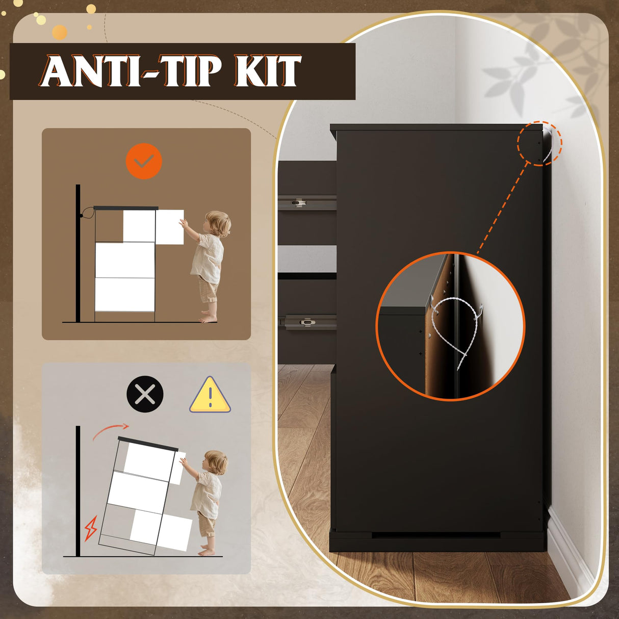 WLIVE 9 Drawer Dressers, Modern Large Wood Dresser Chest for Bedroom Organize with Sturdy Metal Handle, TV Stand for 75 inch TV, Living Room Office, Hallway, Ball Bearing Slide, Black (63" W) WLIVE