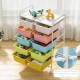 Ytaoka 10 Drawers Rolling Storage Cart, Plastic Drawer Cart with Metal Frame, Multipurpose Art Craft Cart Organizer with Wheels, Utility Cart with Drawers for Home, Office, School, Multicolor Ytaoka