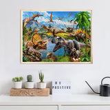 Diamond Art Kits for Adults Beginner- Dinosaur DIY Modern Diamond Painting Kits 5D Diamond Dots Gem Art Crafts with Tools- Round Full Drill Funny Crafts for Home Wall Decor&Gift-12x16 inch Fairyland JinWenn