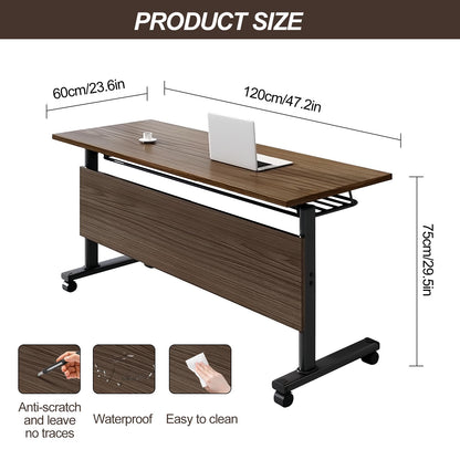 Conference Room Table Folding Conference Table, Foldable Flip Top Training Seminar Table, Office Training Room Table with Silent Wheels, Modern Meeting Table for Office Classroom (1Pack 47.2i - WoodArtSupply