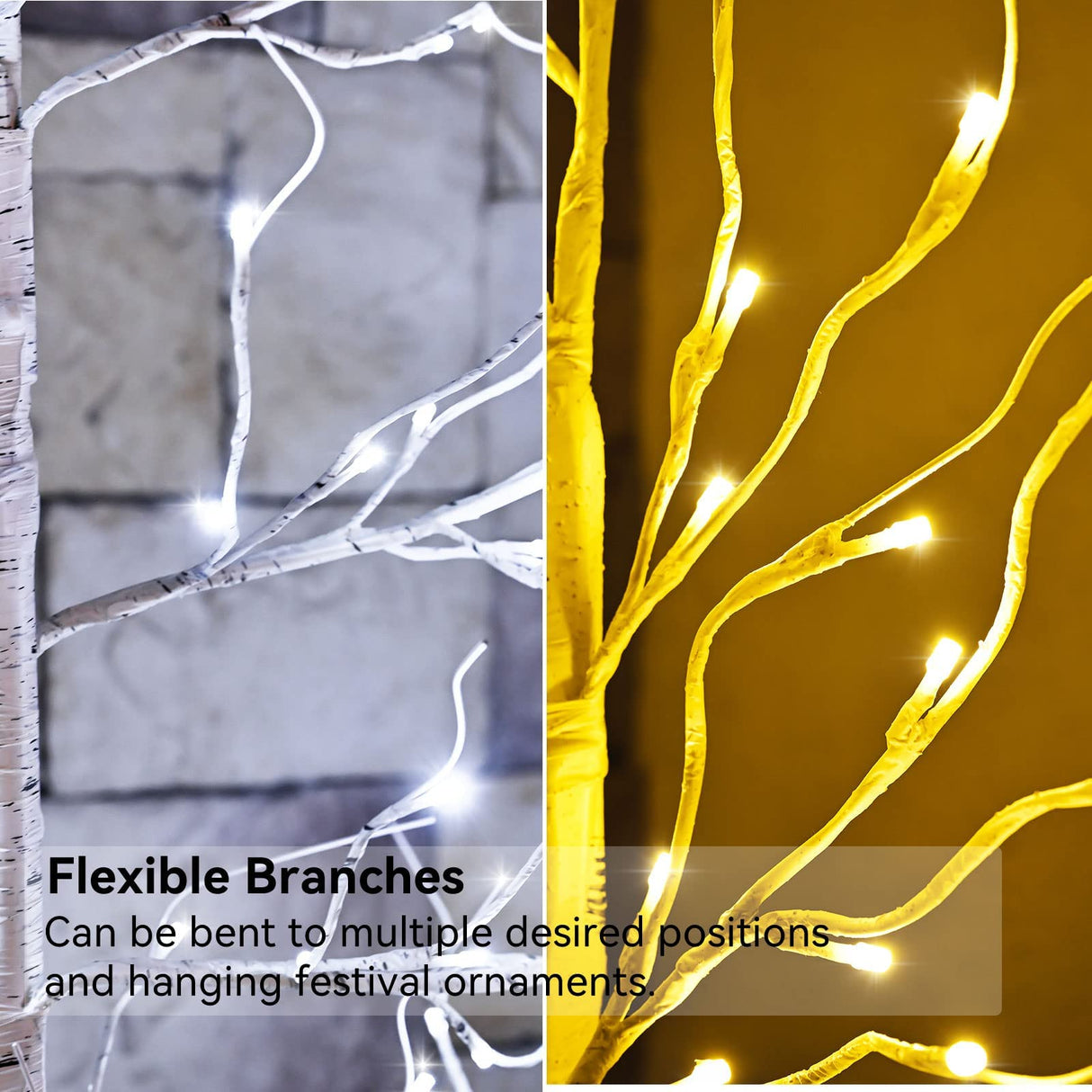 ZHOUDUIDUI Lighted Birch Tree, 6ft 96LED Birch Tree Lights,Artificial Twig Tree Light 9Modes Timer for Indoor Outdoor Christmas Halloween Easter Tree Home Party Wedding Decor,Warm & Cool White ZHOUDUIDUI