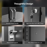 VINGLI Lockable Display Cabinet with Glass Doors & 5 Adjustable Shelves, 71" Tall Black Metal Storage Cabinet, Curio Cabinet Bookshelf Bookcase Liquor Cabinet for Home Office Living Room Pantry Garage VINGLI