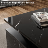 Modern LED Coffee Table, 47.2 Inches Living Room Tables with 24 Colors LED Lights, Wireless Charging and Speaker, Double-Layer Design, Stylish Coffee Tables for Living Room, Home, Office, Black PLANNTONNEO