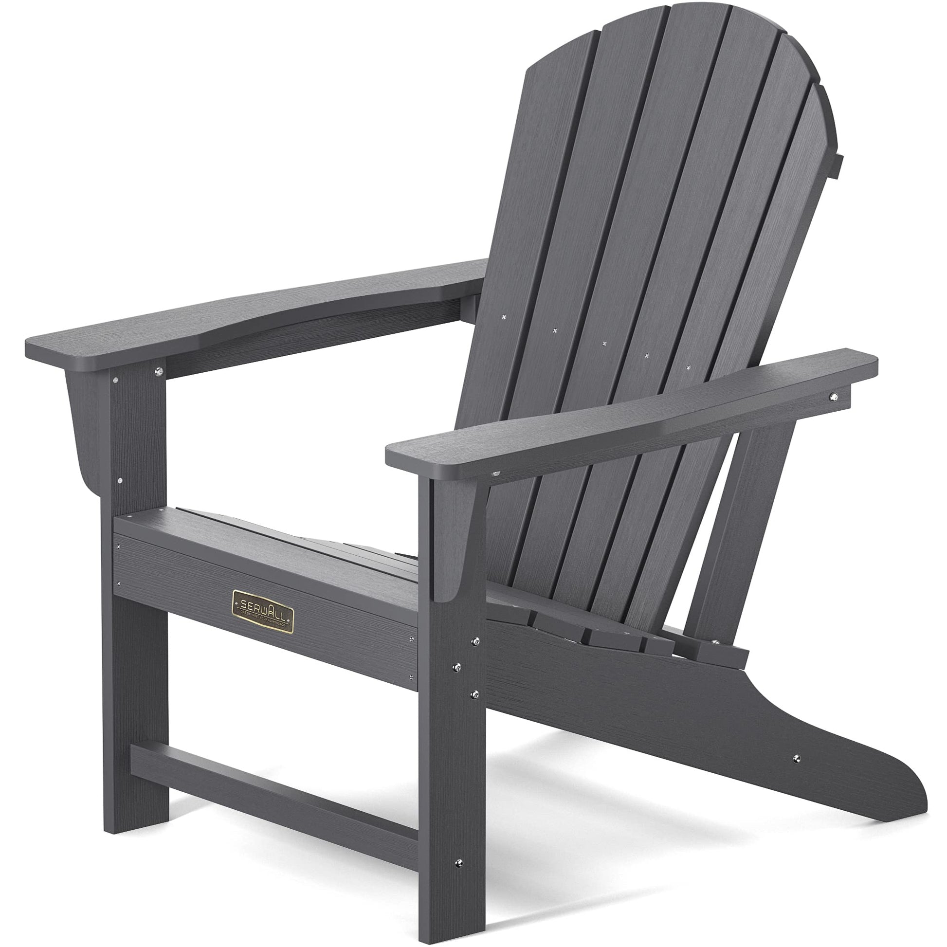 SERWALL Adirondack Chair | Adult-Size, Weather Resistant for Patio Deck Garden, Backyard & Lawn Furniture | Easy Maintenance & Classic Adirondack Chair Design (Grey) - WoodArtSupply