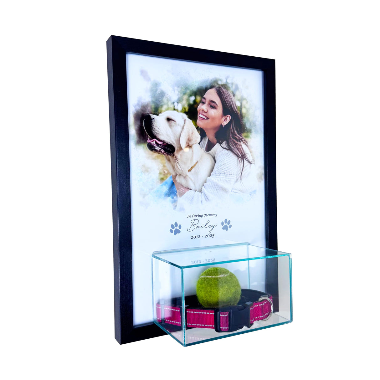 Perfect Cases Pet Memorial Display Case with 8x10 Photo Print and Display Case 7x4x4 Perfect Cases