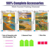 Diamond Painting Kits for Adults,3 Pack Sunset Ocean Diamond Art for Beginners, Diamond Round 5D Full Drill Paint with Diamonds Pictures Gem Art Painting Kits DIY Crafts Kits 12x16inch OFRKE