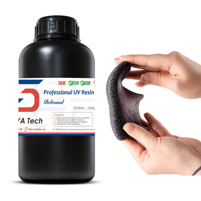 Siraya Tech Rebound 55A Black – Fast-Rebound 3D Printing Resin, High Elasticity, 55A Shore Hardness, Flexible & Shock-Absorbing – for Prototyping, Industrial & Consumer Applications (1kg)