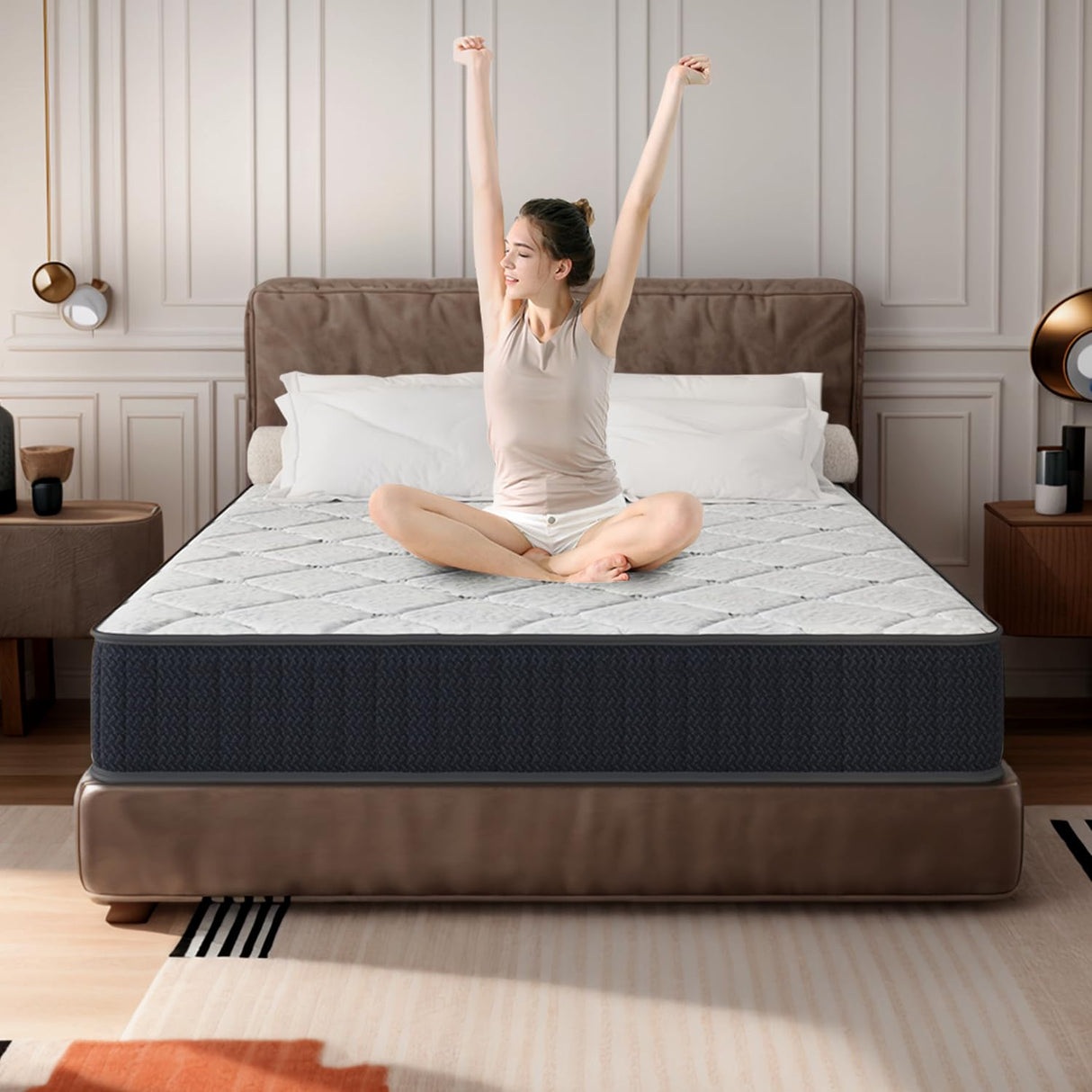 10" Queen Mattress, 10 Inch Hybrid Mattress with Comfort Support Memory Foam, Pressure Relief and Motion Isolation, Medium Firm, Mattresses in A Box AYJOIR