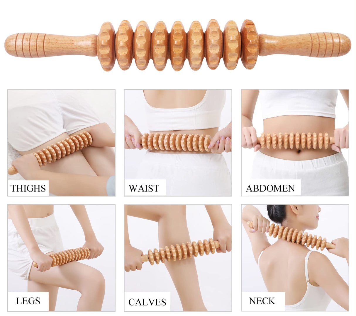 Komogir 3-in-1 Wood Therapy Massage Tools Lymphatic Drainage Massager Wooden Massager for Maderoterapia,Anti-Cellulite, Body Sculpting & Contouring Komogir