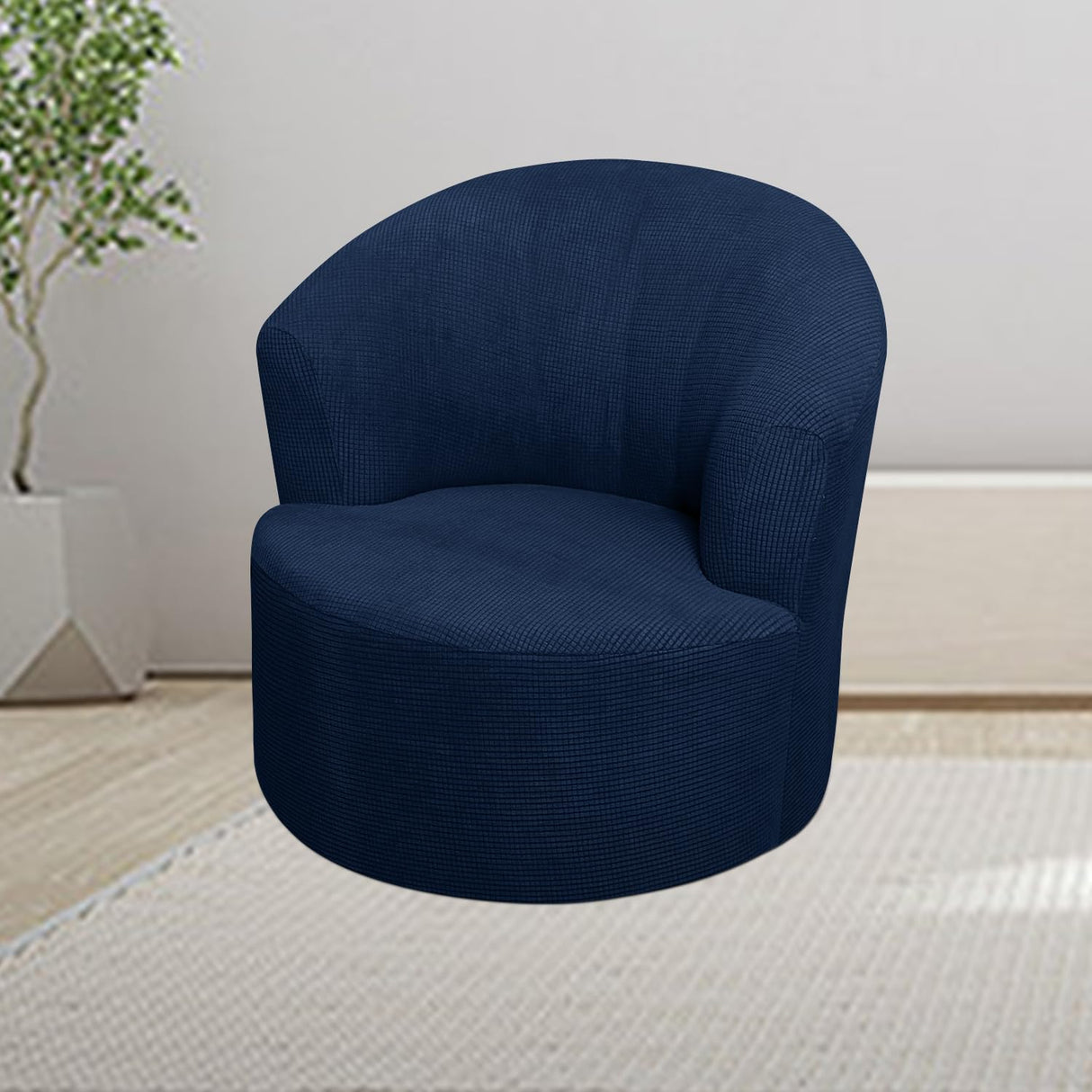 SFYZHMME Jacquard Swivel Barrel Chair Cover, Soft Polar Fleece Swivel Accent Chair Slipcover,Modern Barrel Chair Slipcover for Round Club Armchair (Navy) SFYZHMME