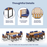 Tangkula 7 Piece Patio Dining Set, Acacia Wood Dining Chair & Table Set, 69” Spacious Tabletop with Umbrella Hole, Heavy-Duty Metal Support, Dining Set for Backyard, Poolside Tangkula