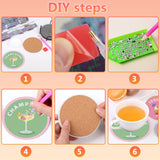 8 Pcs Cocktail Diamond Art Coasters Kit for Adults, Cocktail Diamond Painting Coasters with Holder, 5D Gem Art DIY Crafts Diamond Dots for Gift Life hkejoi