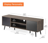 WAMPAT Mid Century Modern TV Stand for TVs up to 65 inches, Wood TV Console Media Cabinet with Storage, Entertainment Center for Living Room Bedroom, Black, 60 inch WAMPAT