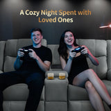 Korser Loveseat Recliner Sofa, Reclining Loveseat Couch with Manual Pull Tab, Reclining Couch with Console, USB Port, US Outlets, and Cup Holders, 2-Seater Performance Fabric Sofa for Living Room, RVs Korser