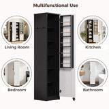 IRONCK Small Kitchen Pantry Cabinet 72" for Small Space, with Single Door and Adjustable Shelves, Freestanding Storage Cabinet for Living Room, Bathroom, Black and White IRONCK