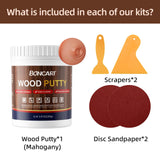 BONCART Wood Filler,Wood Putty,Mahogany Wood Filler,Paintable, Stainable, Sandable. Wood Filler can quickly repair holes, cracks, chips, damage, and Boncart