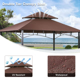 Grill Gazebo 8'×5' Barbeque Gazebo Canopy Tent Shelter with 2 Tier Hardtop BBQ Canopy for Outdoor Patio Backyard Deck, （Brown gaildon