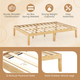 Giantex 14 Inch Full Wood Platform Bed Frame, Minimalist Full Bed Frame with Wooden Slats Support & Rubber Wood Legs, Without Headboard, No Box Spring Needed, Easy Assembly, Natural Giantex