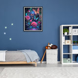 Stalente Diamond Painting Kits for Adults, Rose Flower Round Full Drill Diamond Art Kits, 5D DIY Paint with Diamonds Crafts for Home Wall Decoration Gifts 12×16 Inch, Butterfly Stalente