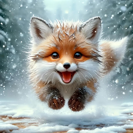 Winter 5D Diamond Art Kits for Adults Beginners,Cute Fox DIY Full Round Drill Diamond Painting Kits,Animal Paint by Diamonds Dots Gem Art Easy,Home Wall Decor 14X14 Inch Acelii