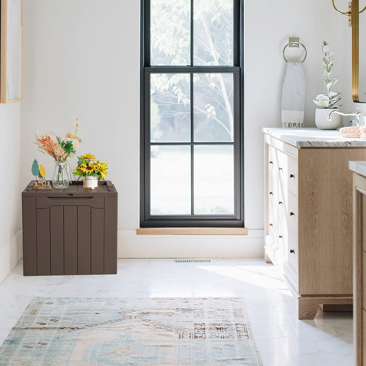 JUMMICO 31 Gallon Resin Deck Box Waterproof Indoor Outdoor Storage Boxes for Patio Furniture Cushions, Toys and Garden Tools JUMMICO