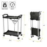 Olympia Tools 89-356 Pack-N-Roll Folding Collapsible Service Cart, Black, 50 Lb. Load Capacity per Shelf, 2-Layers Olympia Tools