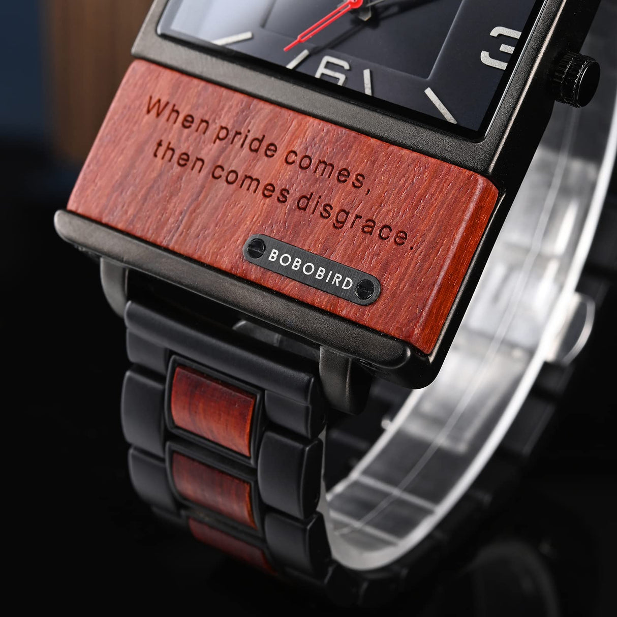 2win Engraved Wooden Watches Nameplate Custom for Men Unique Alloy & Wood Design Watch Personalized Gifts for Husband Men Boyfriend (Customize-1) 2win