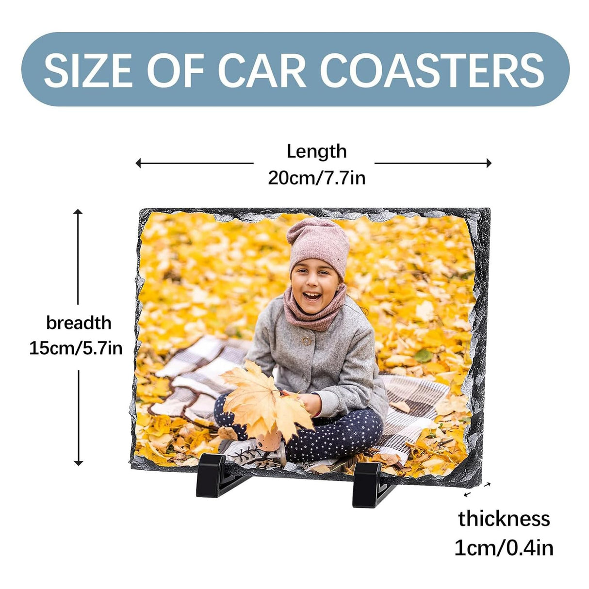 6 Pack Sublimation Slate Blanks Custom Stone Slate Picture Frame Heat Transfer Rock Photo Plaque 5.7x7.7 Inch with Display Stand Decoration for Desktop Souvenir DIY Personalized Gift ORJ