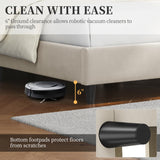 Yaheetech Twin Bed Frame Upholstered Platform Bed with Wing Side/Wooden Slat Support/Tufted Headboard with Wing Side/Mattress Foundation/No Box Spring Needed,Beige Twin Bed Yaheetech