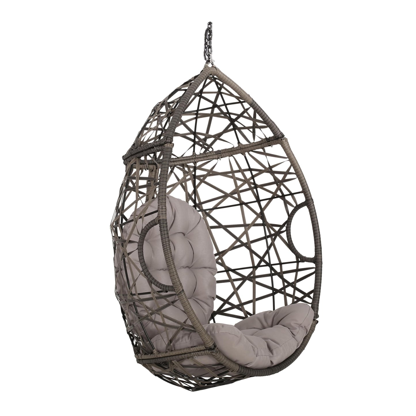 Christopher Knight Home Cayuse Outdoor Wicker Hanging Egg Chair, Gray